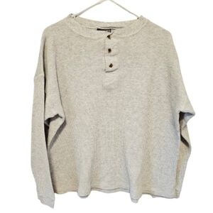 Industrial Rags Vintage 90's Gray Waffle Knit Henley Sweater Size XL